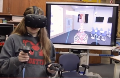 Student utilizing virtual reality headset