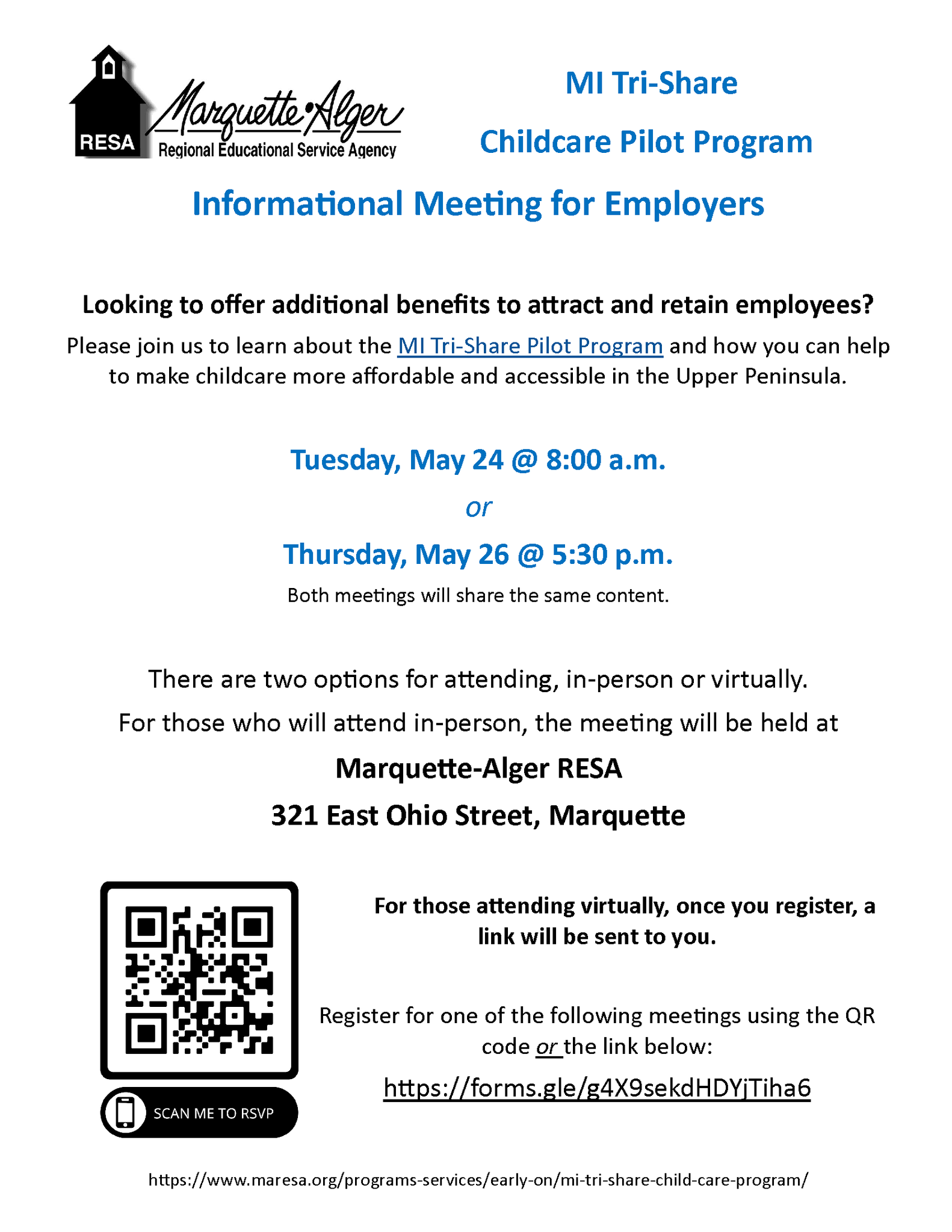 Flyer with information about upcoming TriShare Informational meetings