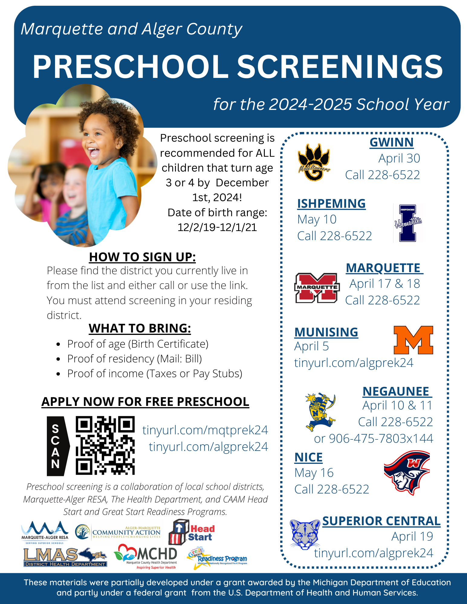 2024-2025 PreK Screening Flyer